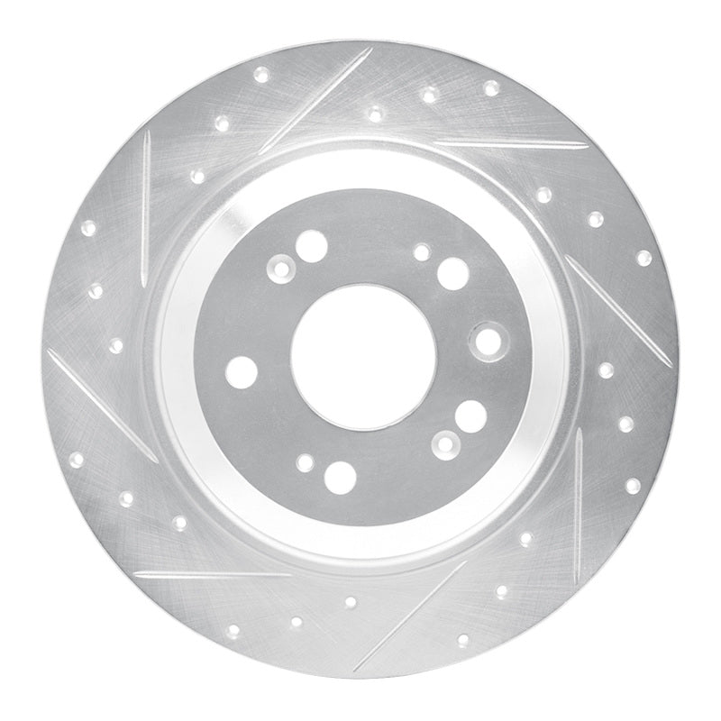 R1 09-14 Acura TL Rear Left Drilled & Slotted Silver Brake Rotor