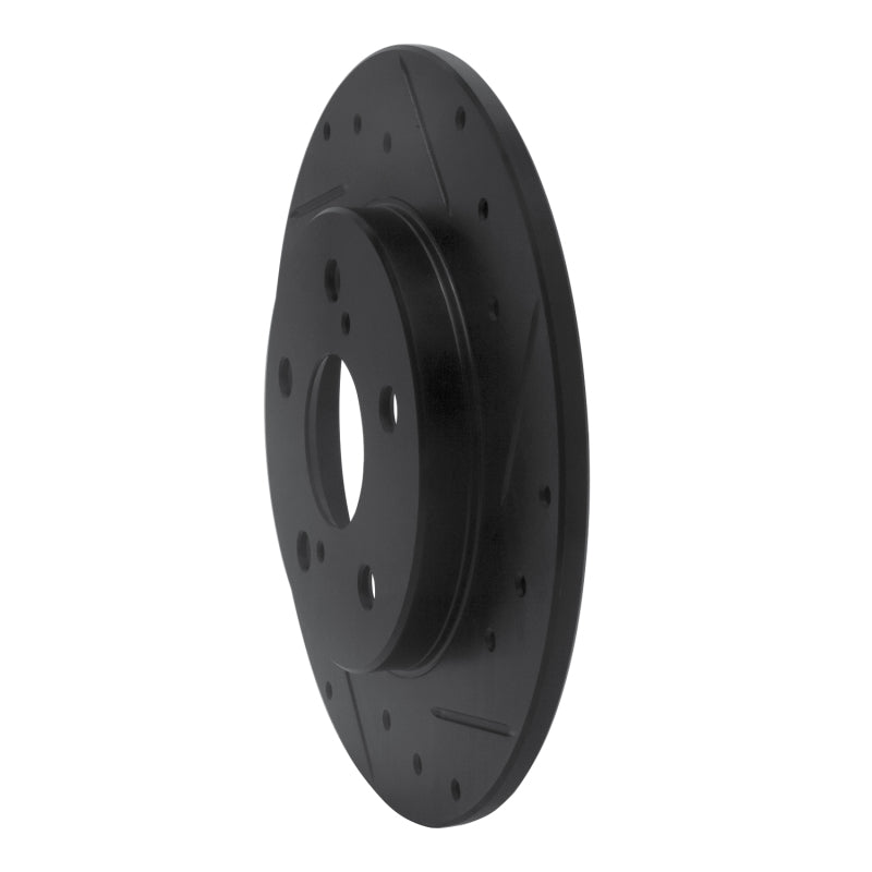 R1 08-18 Pontiac Vibe Rear Right Drilled & Slotted Black Brake Rotor