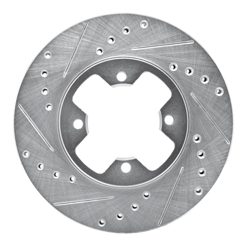 R1 79-83 Nissan 280ZX Front Left Drilled & Slotted Silver Brake Rotor