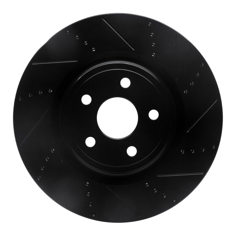 R1 2012-2025 Dodge Durango Front Right Drilled & Slotted Black Brake Rotor