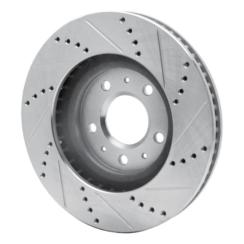 R1 03-07 Cadillac CTS Front Left Drilled & Slotted Silver Brake Rotor