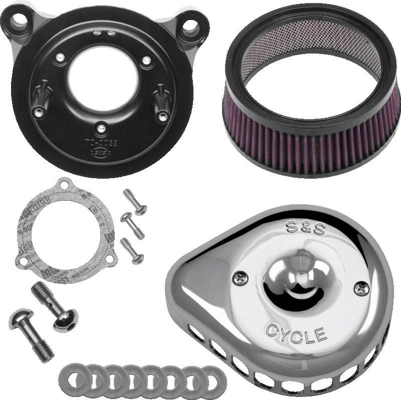 S&S Cycle 08-17 Touring/16-17 Softail Models Stealth Air Cleaner Kit w/ Chrome Mini Teardrop Cover