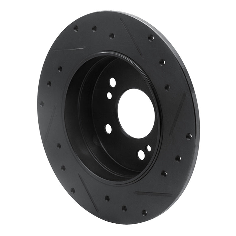 R1 87-15 Chrysler Crossfire Rear Left Drilled & Slotted Black Brake Rotor