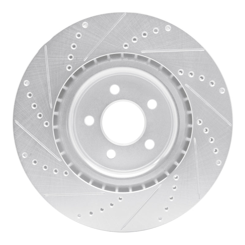 R1 07-14 Ford Mustang Front Right Drilled & Slotted Silver Brake Rotor