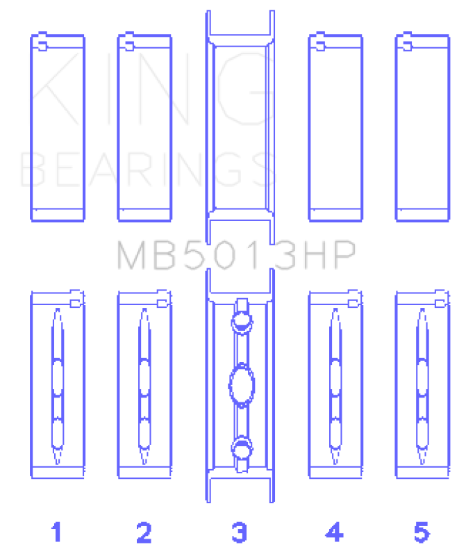 King Engine Bearings Chevy LS1 / LS2 / LS4 / LS6 (Size 010) Performance Main Bearing Set