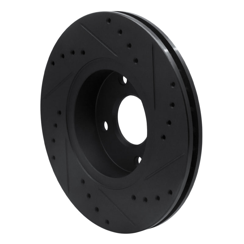 R1 98-04 Ford Contour Front Left Drilled & Slotted Black Brake Rotor