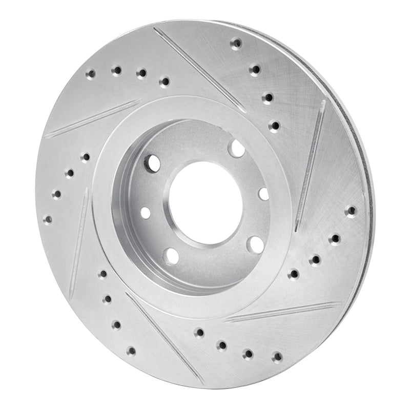 R1 88-89 Eagle Medallion Front Left Drilled & Slotted Silver Brake Rotor
