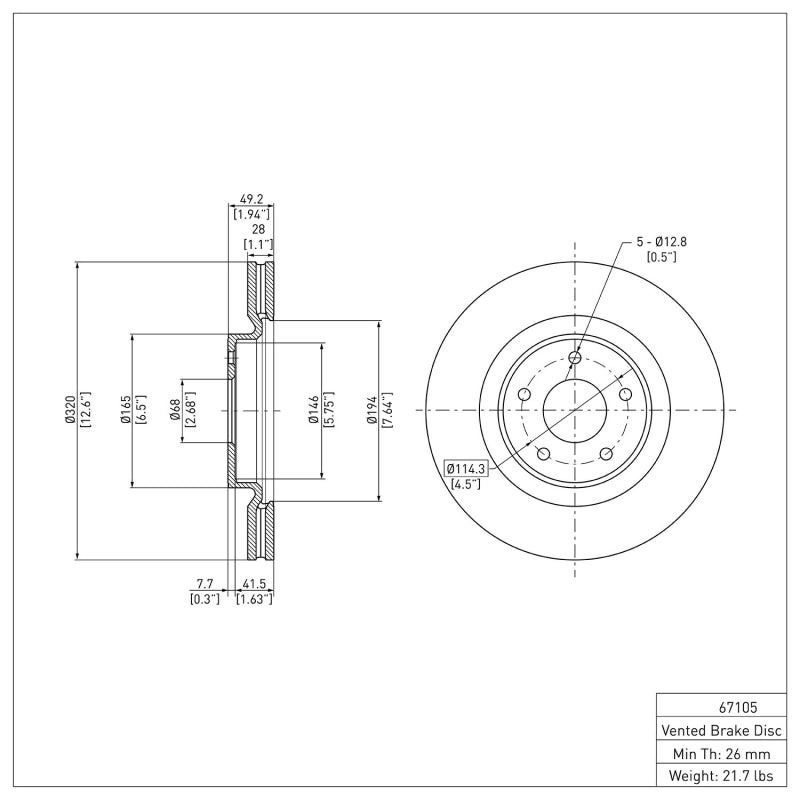 DFC 13-25 Infiniti Q60 Front Brake Rotor