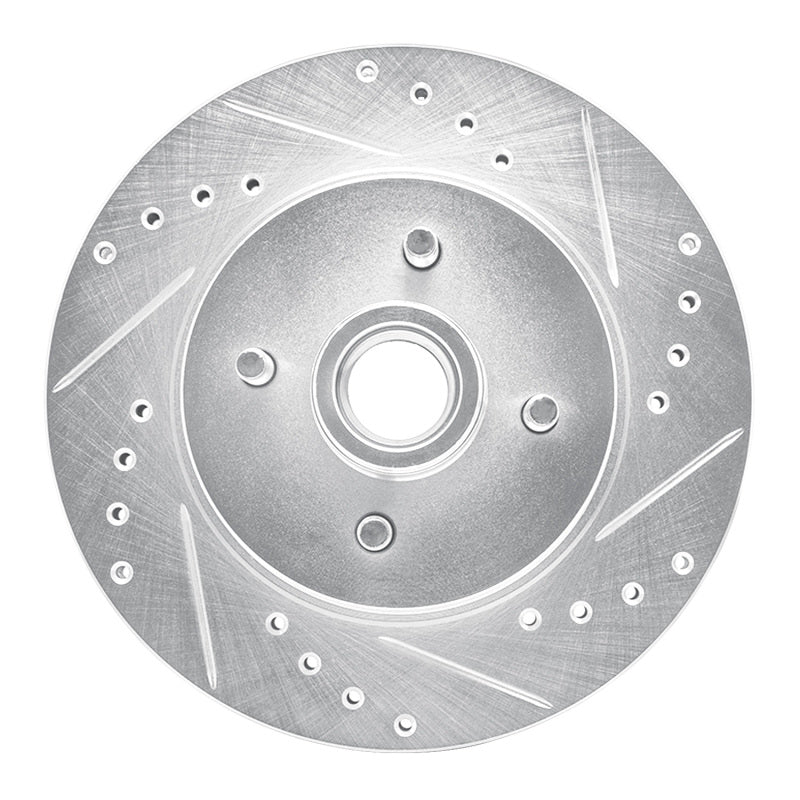 R1 87-93 Ford Mustang Front Right Drilled & Slotted Silver Brake Rotor