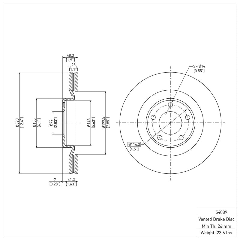 R1 07-15 Ford Edge Front Brake Rotor