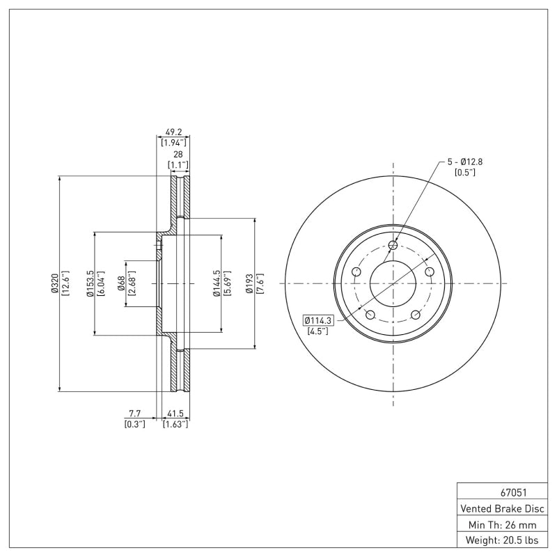 R1 03-05 Nissan Murano Front Brake Rotor