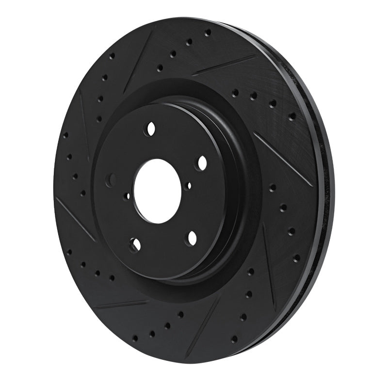 R1 20-25 Subaru WRX Front Left Drilled & Slotted Black Brake Rotor
