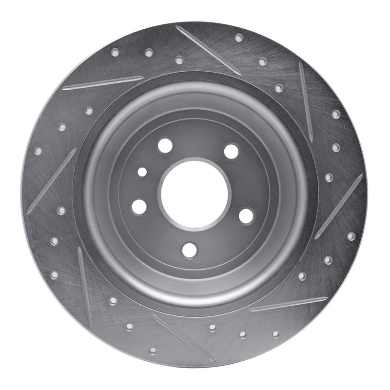 R1 13-20 Ford Fusion Rear Left Drilled & Slotted Silver Brake Rotor