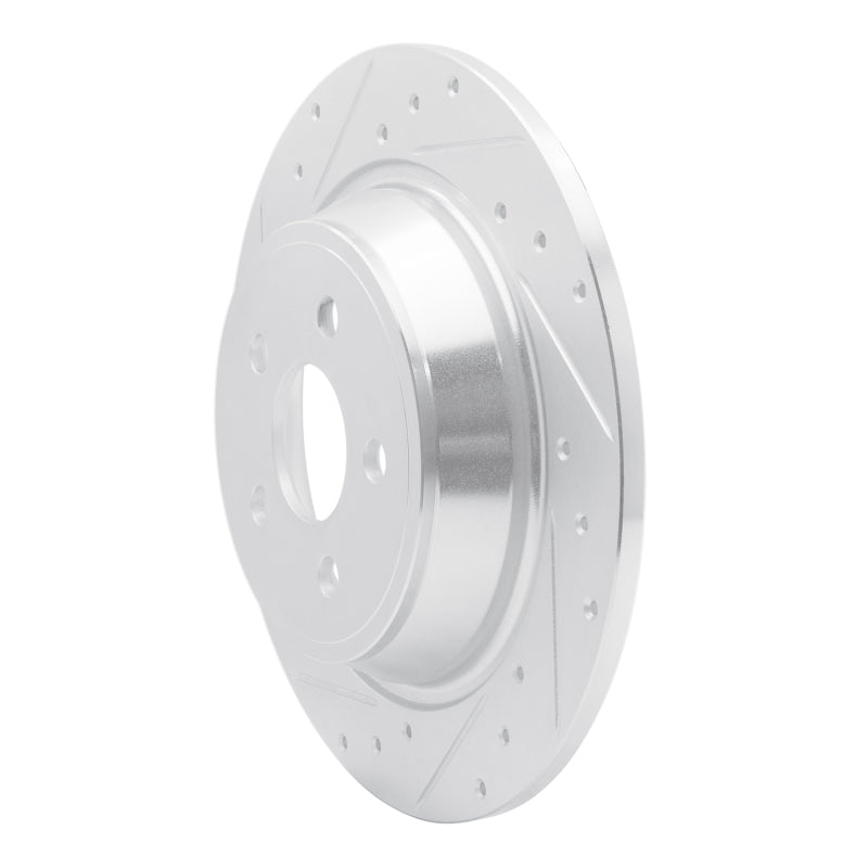 R1 15-24 Ford Edge Rear Left Drilled & Slotted Silver Brake Rotor