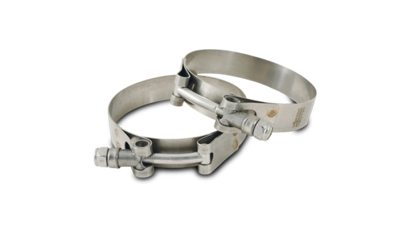 Vibrant SS T-Bolt Clamps Pack of 2 Size Range: 1.75in to 2.10in O.D. For use with 1.5in I.D. coup