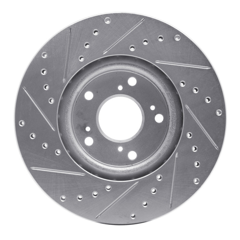 R1 06-15 Honda Civic Si Front Right Drilled & Slotted Silver Brake Rotor