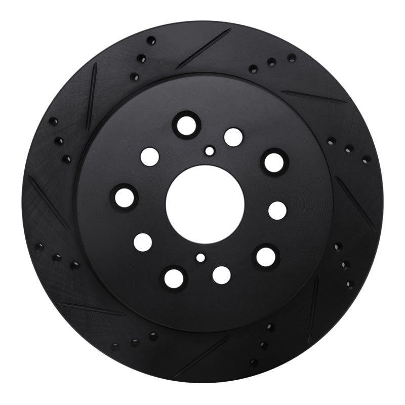 R1 01-06 Lexus LS430 Rear Left Drilled & Slotted Black Brake Rotor