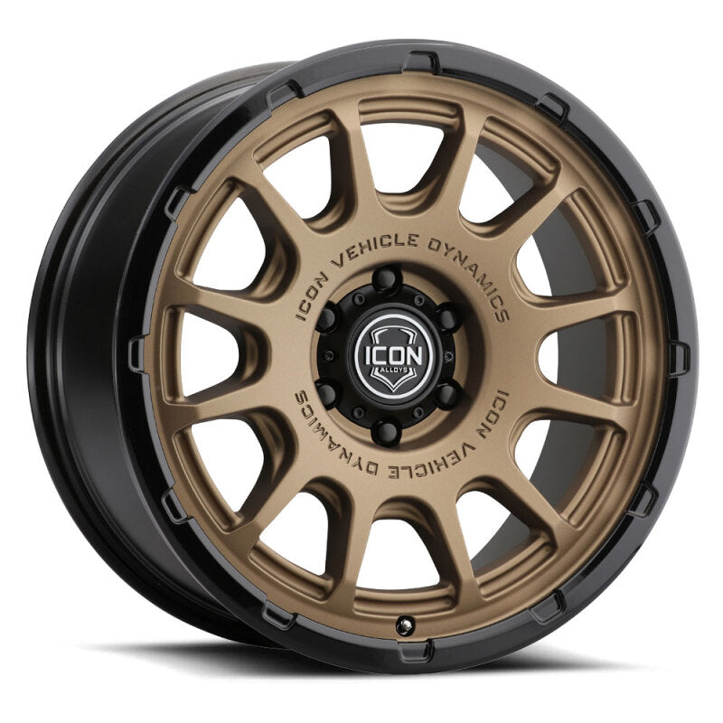 ICON Alloys Rancho 20x9 / 5x150 / 16mm / 5.625in BS Satin Bronze w/ Gloss Black Lip Wheel