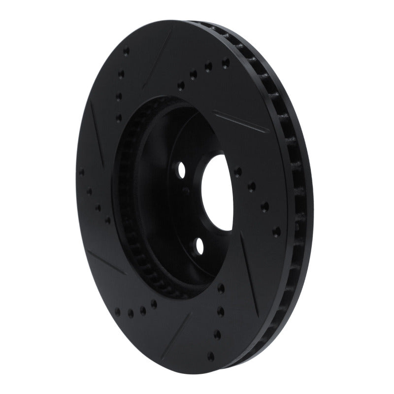 R1 05-15 Toyota Tacoma Front Right Drilled & Slotted Black Brake Rotor