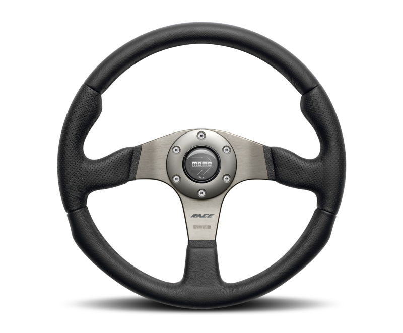Momo Team Steering Wheel 300 mm - 4 Black Leather/Black Spokes