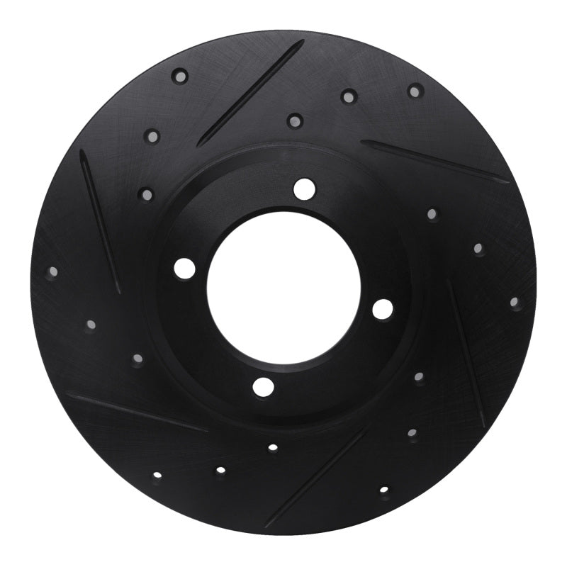 R1 79-81 Toyota Celica Front Left Drilled & Slotted Black Brake Rotor