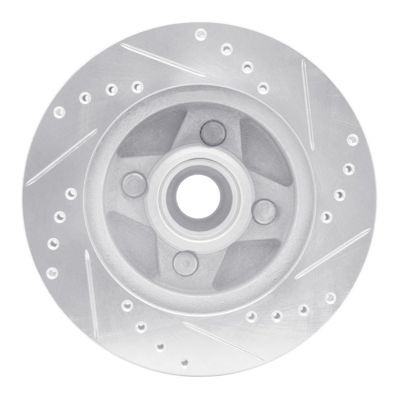 R1 87-88 Ford Thunderbird Front Left Drilled & Slotted Silver Brake Rotor
