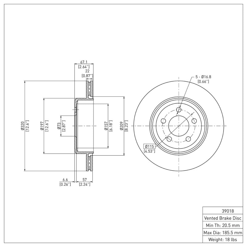 R1 2005-2023 Chrysler 300 Rear Brake Rotor