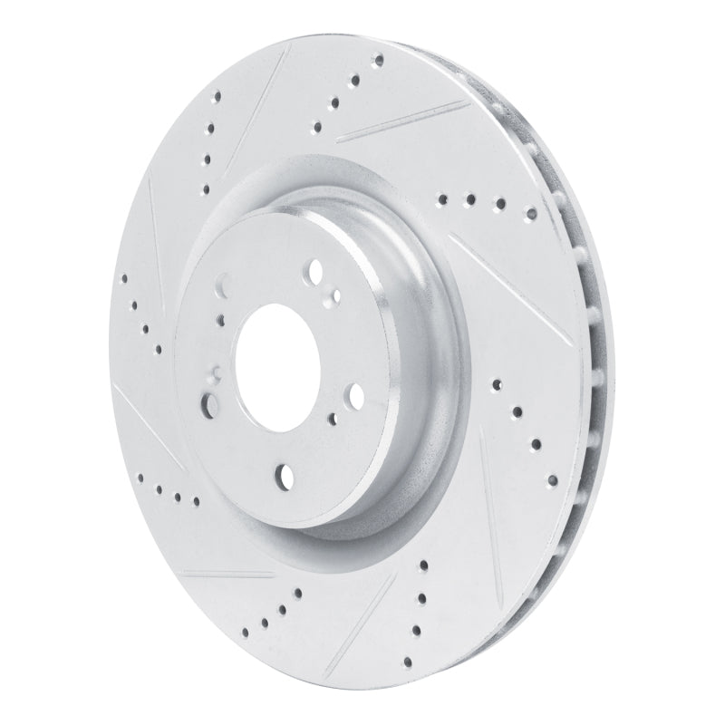 R1 2021-2025 Acura TLX Front Left Drilled & Slotted Silver Brake Rotor