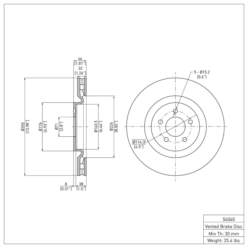 R1 07-14 Ford Mustang Front Brake Rotor