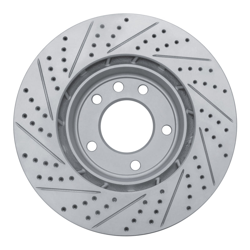 R1 03-18 Porsche Cayenne Right Front Drilled & Slotted Geo-Carbon Rotor