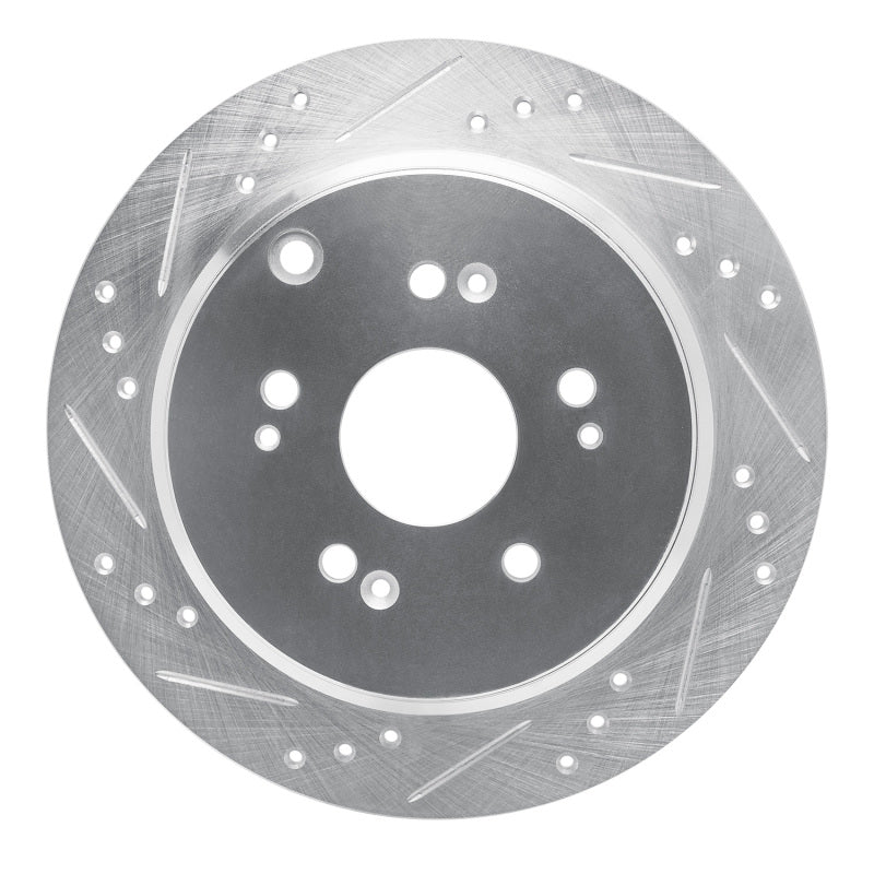 R1 05-18 Acura RDX Rear Left Drilled & Slotted Silver Brake Rotor