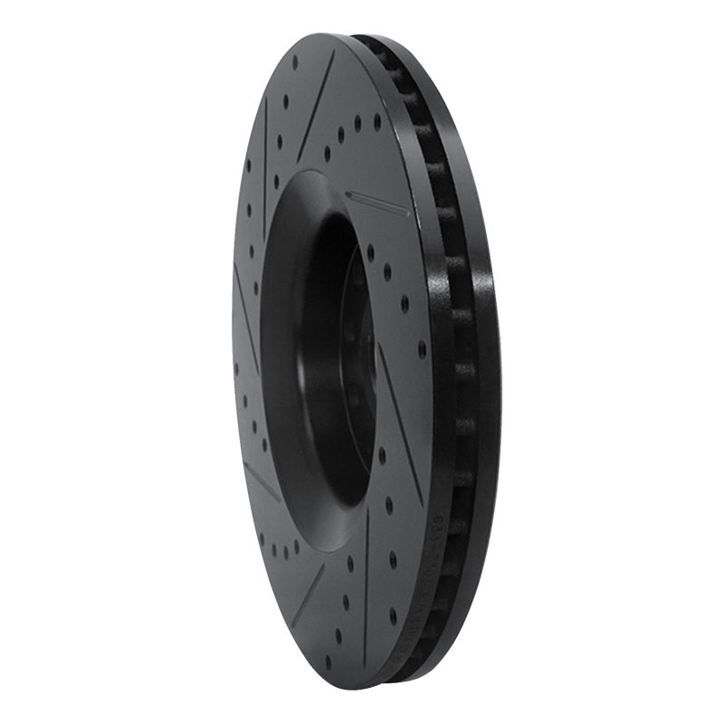 R1 98-09 Audi A6 (Mexico) Front Right Drilled & Slotted Black Brake Rotor