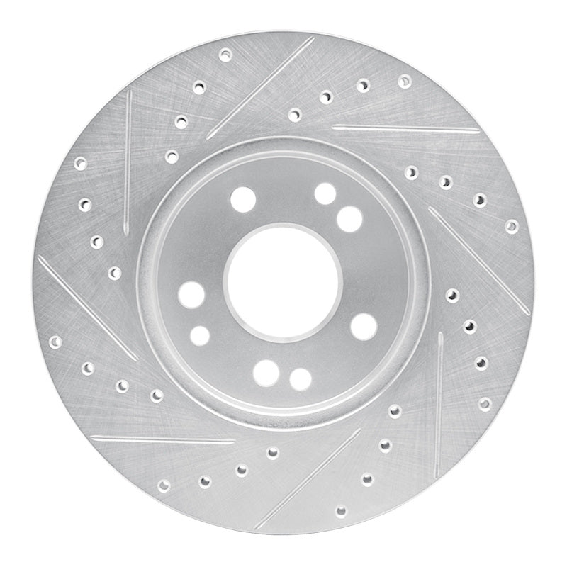R1 90-95 Mercedes-Benz 400E Front Right Drilled & Slotted Silver Brake Rotor