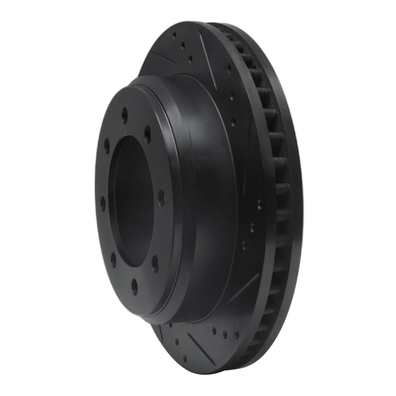 R1 08-25 Ford E-150 Rear Right Drilled & Slotted Black Brake Rotor