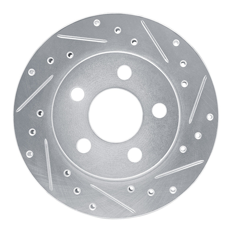 R1 85-89 Dodge ARIES Front Right Drilled & Slotted Silver Brake Rotor