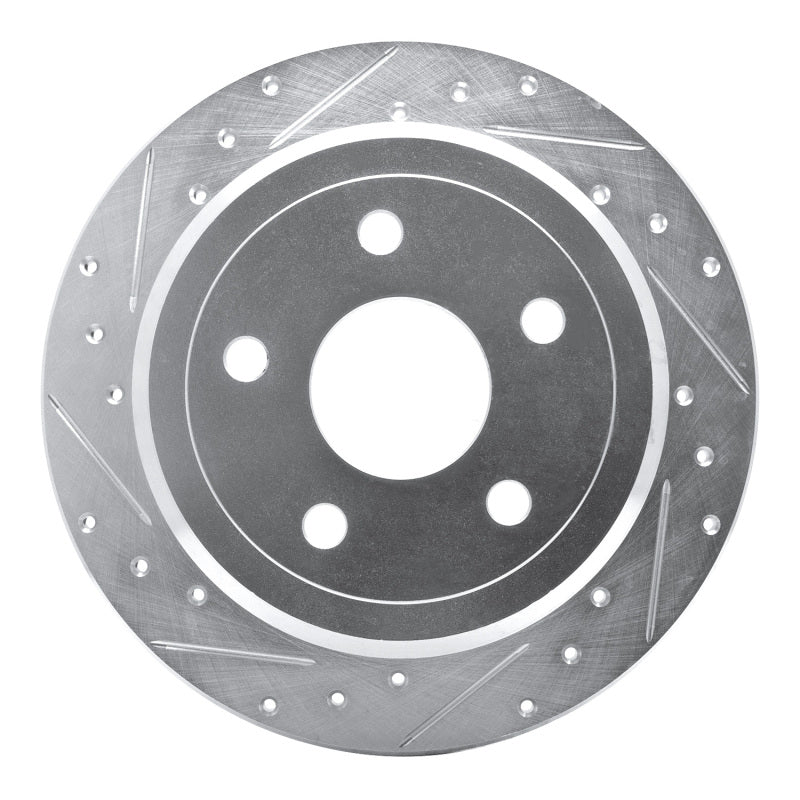 DFC 07-18 Jeep Wrangler Rear Left Drilled & Slotted Silver Brake Rotor