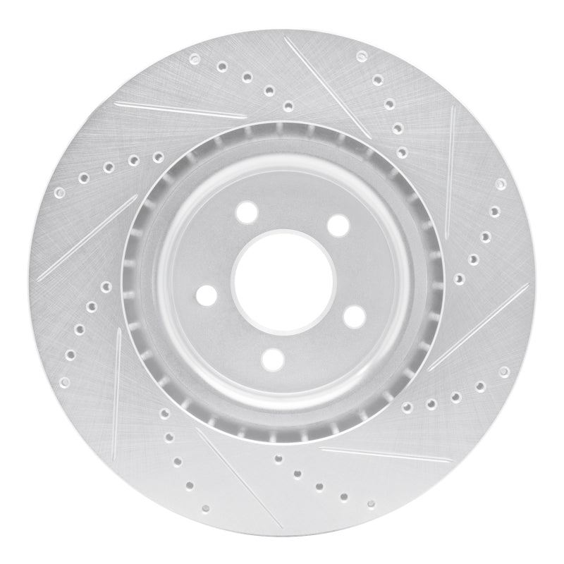 R1 07-14 Ford Mustang Front Left Drilled & Slotted Silver Brake Rotor