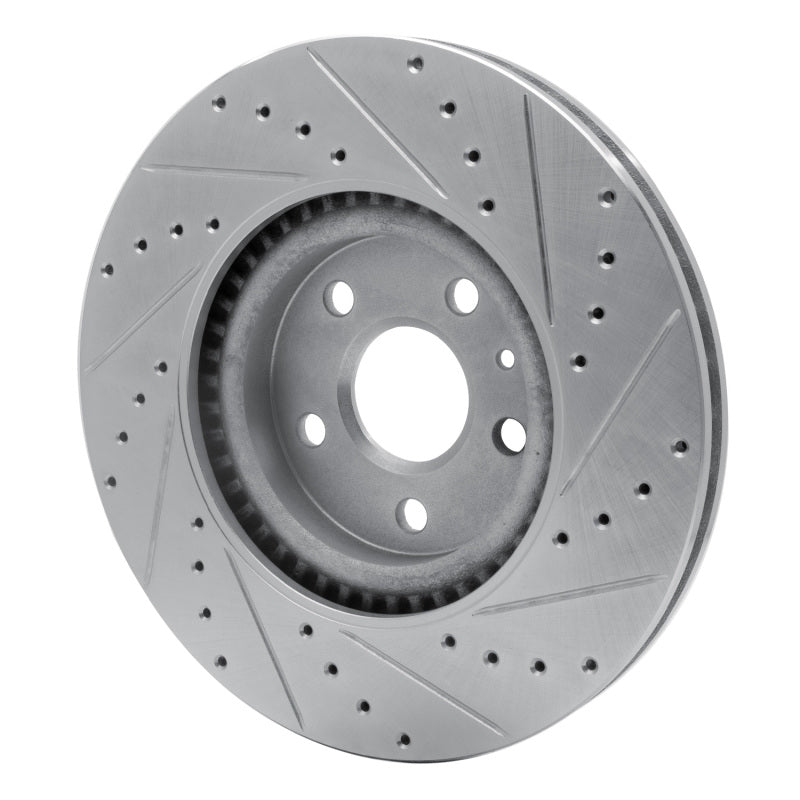 R1 08-17 Cadillac CTS Front Left Drilled & Slotted Silver Brake Rotor