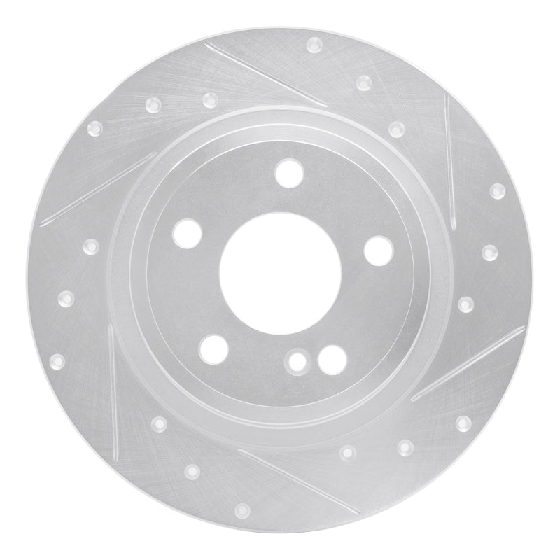 R1 14-20 Infiniti QX30 Rear Right Drilled & Slotted Silver Brake Rotor