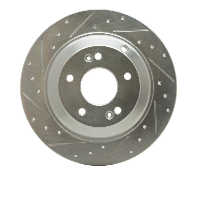 DFC 10-16 Hyundai Genesis Coupe Rear Left Drilled & Slotted Silver Brake Rotor