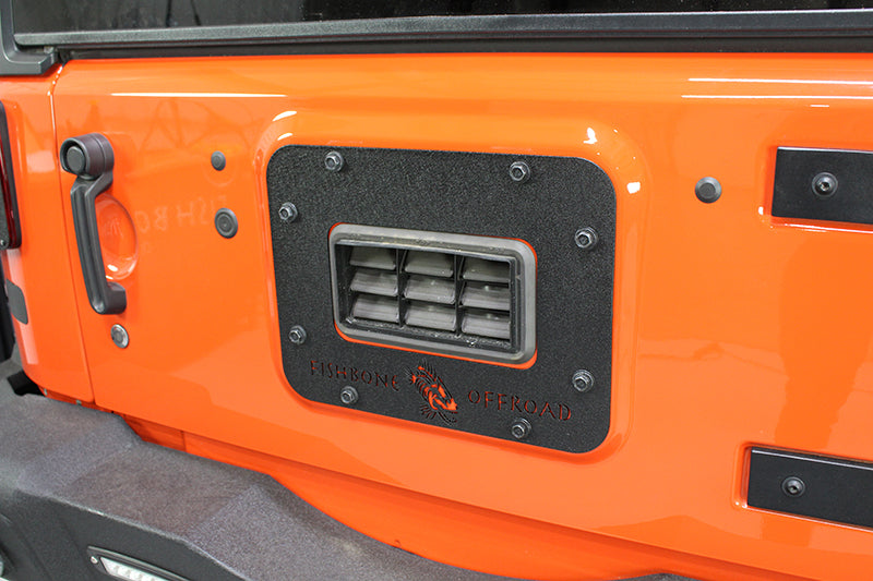 Fishbone Offroad 07-18 Jeep Wrangler JK Aluminum Tailgate Plate - Black Textured Powdercoat