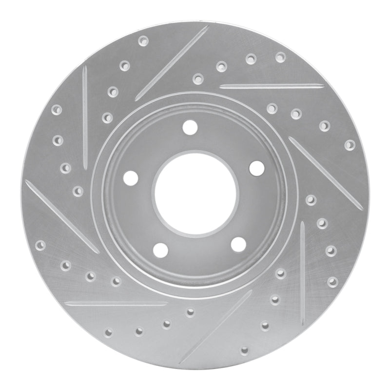 R1 97-03 Jaguar XK8 Front Right Drilled & Slotted Silver Brake Rotor
