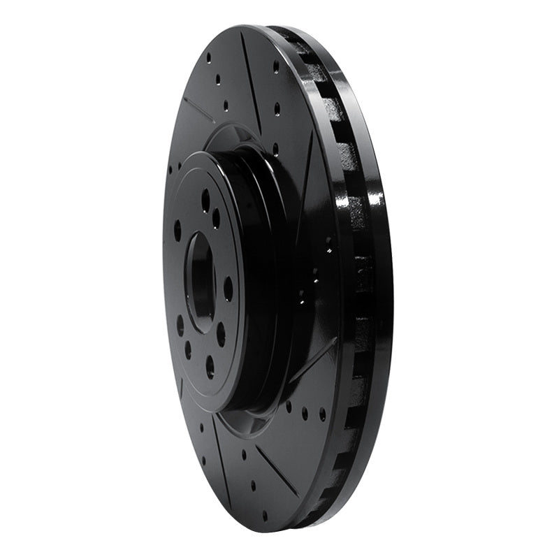 R1 12-18 Mercedes-Benz ML350 Front Right Drilled & Slotted Black Brake Rotor