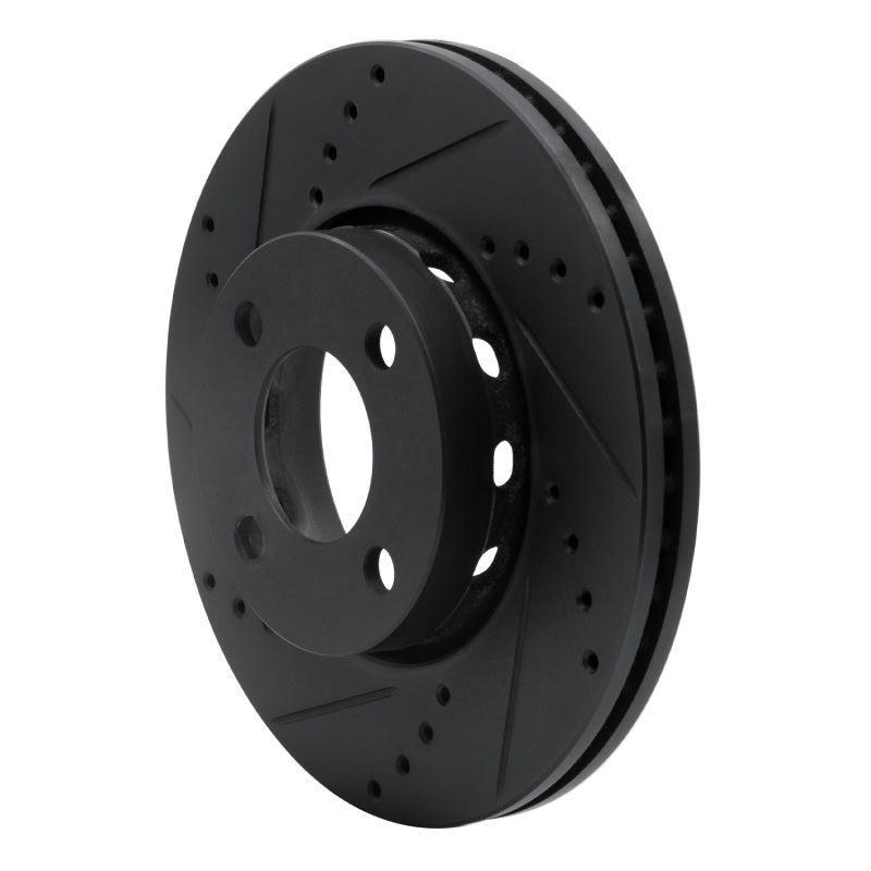 R1 90-98 Audi Cabriolet Front Left Drilled & Slotted Black Brake Rotor