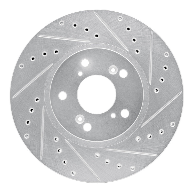 R1 99-14 Acura TSX Front Right Drilled & Slotted Silver Brake Rotor