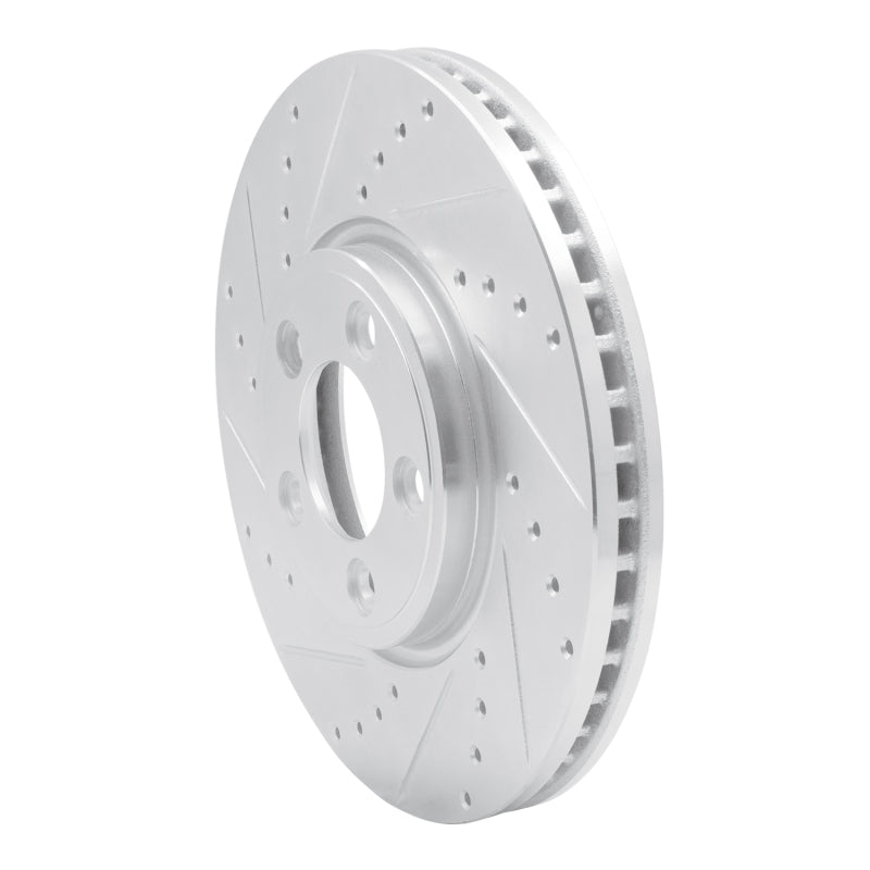 R1 06-08 Jaguar S-Type Front Left Drilled & Slotted Silver Brake Rotor