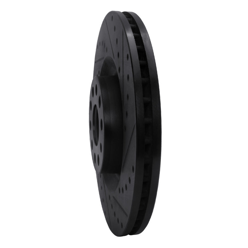 R1 06-13 Audi S3 (Mexico) Front Right Drilled & Slotted Black Brake Rotor