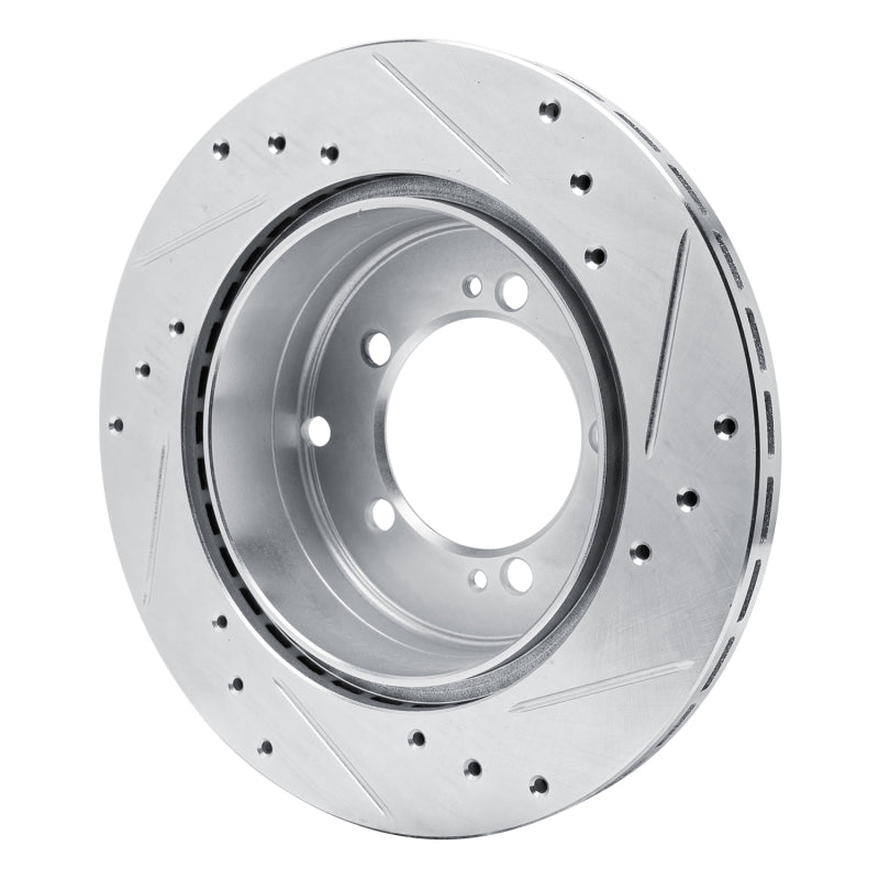 R1 92-96 Mitsubishi DIAMANTE Rear Left Drilled & Slotted Silver Brake Rotor
