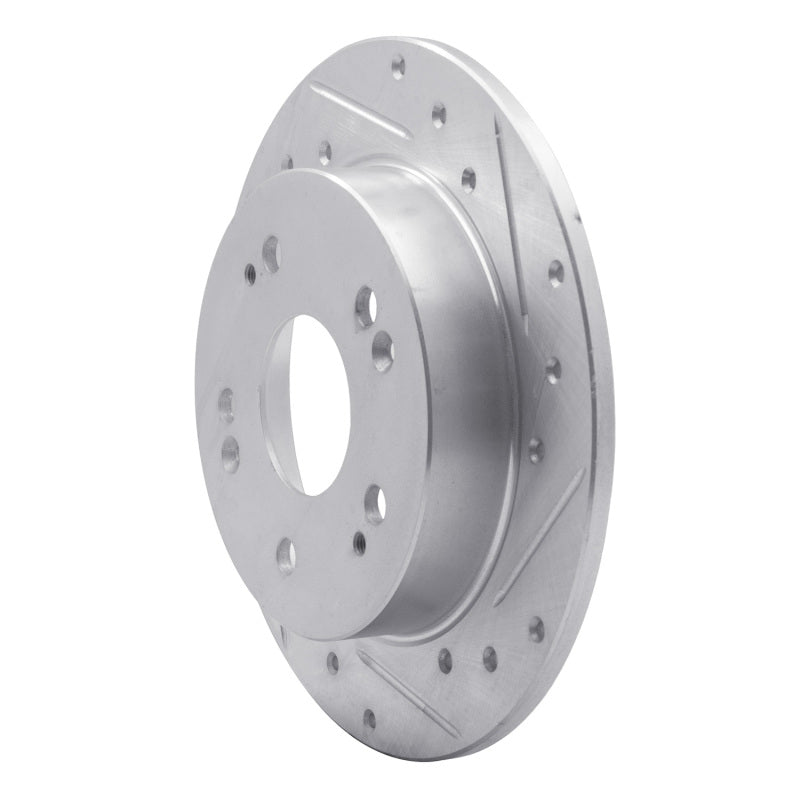 R1 06-15 Honda Civic Si Rear Right Drilled & Slotted Silver Brake Rotor