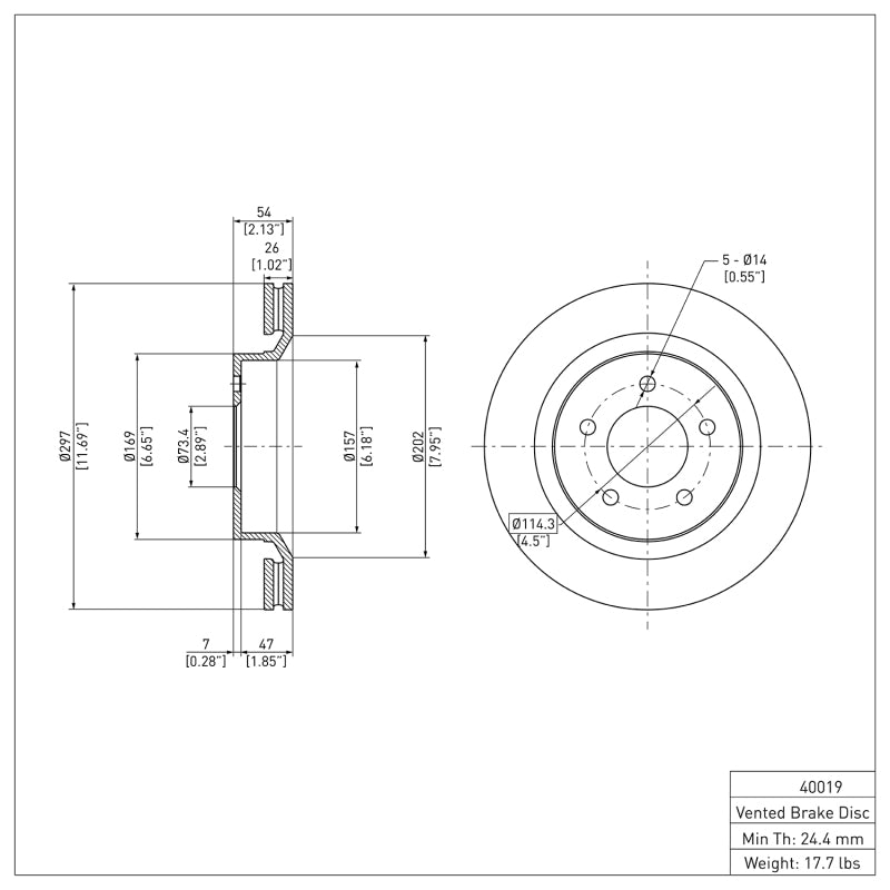 R1 99-04 Chrysler Concorde Front Brake Rotor